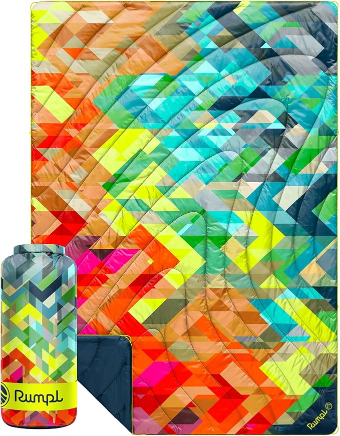 Rumpl Original Puffy 1-Person Blanket for Camping and Outdoors, Geo Fresh