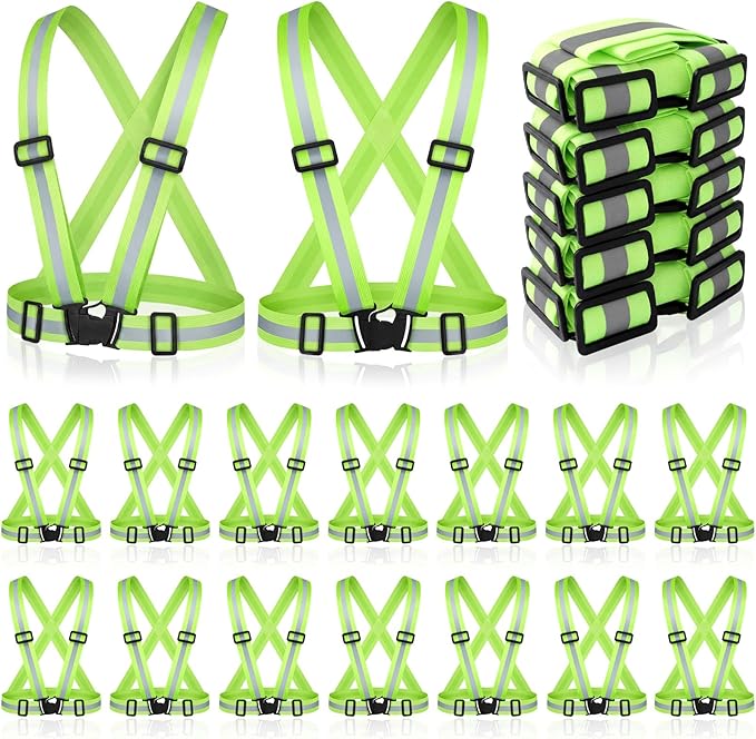 Hercicy Reflective Running Vest Reflective Running Shirt with Safety Straps High Visibility Construction Vest for Night Cycling Hiking Jogging Dog Walking