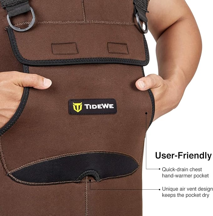 TIDEWE Neoprene Chest Waders for Men, Waterproof Bootfoot for Hunting | Warm Waterproof Slip-Resistant Men's Bootfoot Fishing Waders for Hunting & Wetland Work