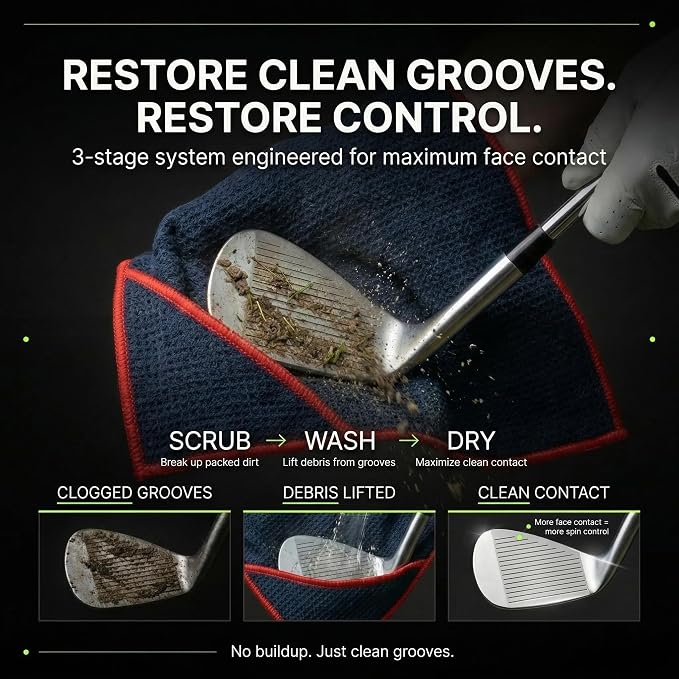 Magnetic Towel Club Glove Gear - 3 Stage Cleaning System- Microfiber Rag with Magnet for Golfcart Bags for Men and Women Blue, 16" x 40" The 40