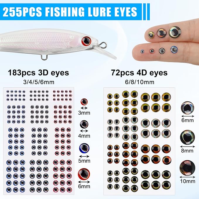 Unpainted Fishing Lures DIY Minnow Kit - 280/363pcs Blank Hard Crankbait Set Pliers Scissors,Treble Hooks,Split Rings,Stickers,3D Eyes for Making Lures DIY Fishing Tackle Kit