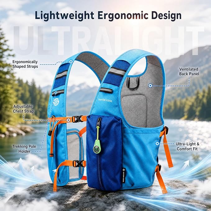 Cooling Vest for Men Women, Hydration Vest for Running Hiking | 2L Water Bladder，3 Cold Source