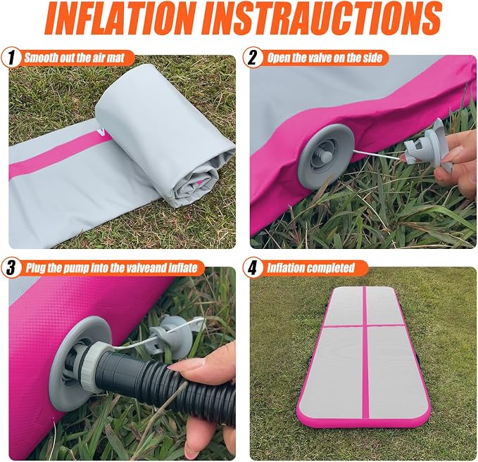 SUDOO Gymnastics Air Mat 10ft/13ft/16ft Inflatable Air Tumble Track Mat 4" Thick Tumbling Mat With Pump or No Pump for Training Tumble Yoga Cheerleading Parkour Beach Water Activities Home Use