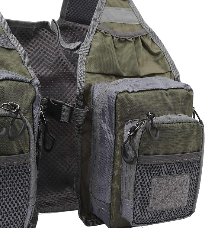Fly Fishing Vest, Multi Pockets Lightweight Mesh Vest with Adjustable Straps for Men and Women, Breathable Fishing Gear for Trout Travel
