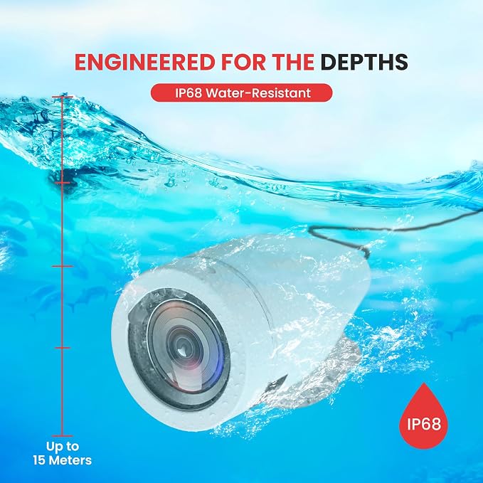 Pyle Underwater Fishing Camera, 4.3'' LCD Monitor, 1000TVL, IP68 Waterproof, 12 Infrared Lights, Removable Sun-visor, Includes Carrying Case, Ideal for Ice/Ocean/Lake Fishing
