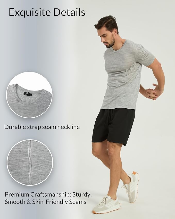 Merino Wool & Tencel Blend T Shirt for Men, Redefined Softness, Lightweight Comfort