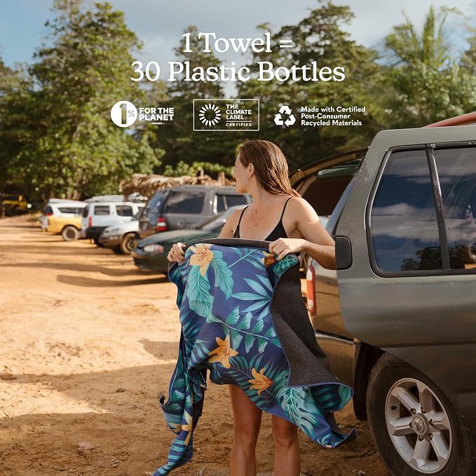 Nomadix Original Towel - Perfect for Beach, Pool, Travel, Camping, Yoga - Made with Recycled Materials - Super Absorbent - Sand Resistant - Palms Dusk - 72.5x30