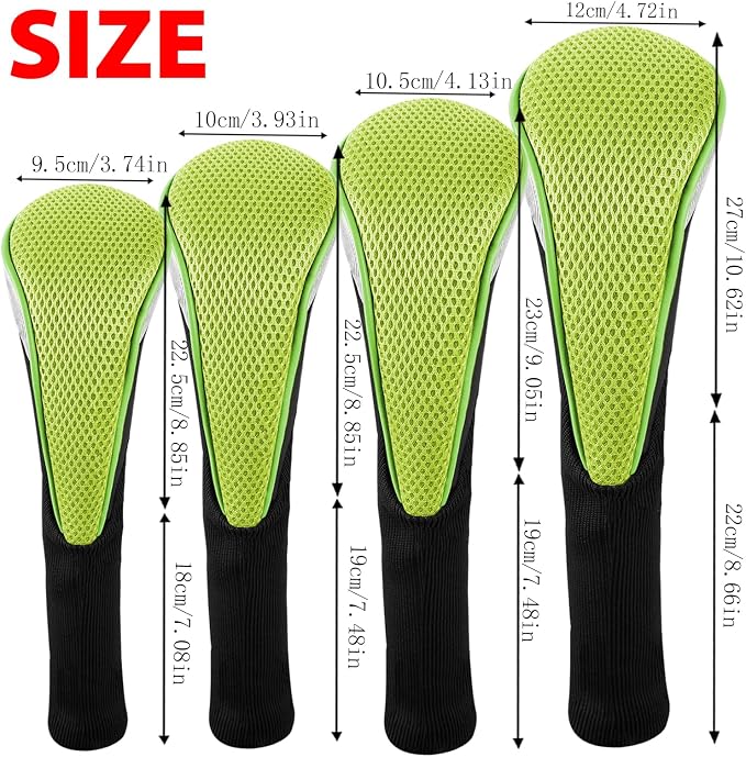 Andux 4pcs/Set Mesh Golf 460cc Driver Fairway Wood Club Head Covers Long Neck with No. Tags