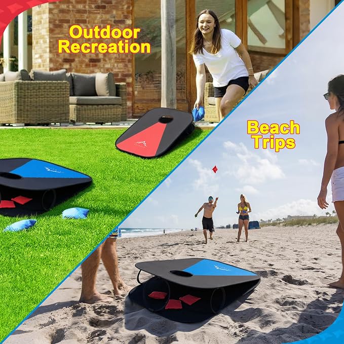Himal Portable Cornhole Board Set with 8 Toss Bags and Carrying Case, Foldable 3 x 2 Ft Outdoor Lawn Toss Boards for Backyard, Camping, Tailgating and Beach Activities