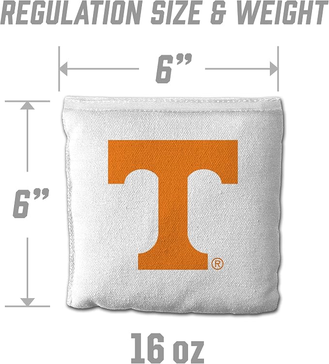 YouTheFan Officially-Licensed NCAA Set of 8 Cornhole Bags - All Weather Dual Sided Slide & Stop - Regulation Size with Carry case