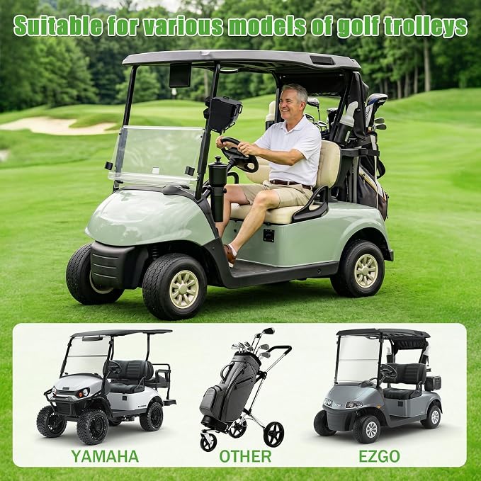 Golf Cart Ball Washer & Club Cleaner with Straps - No Drill Golf Club Washer for Cart, Dual-Sided Brush Cleaning Box, Easy to Clean Portable & Detachable Golf Ball Washer for Cart Accessories