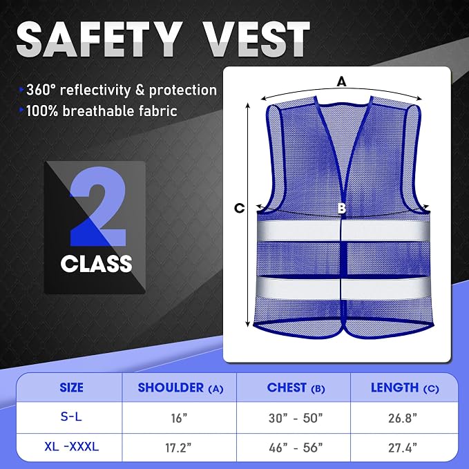Unittype Reflective Safety Vests Hi Vis Work Vest Mesh High Visibility Silver Strip Adjustable Size for Men Women Outdoor