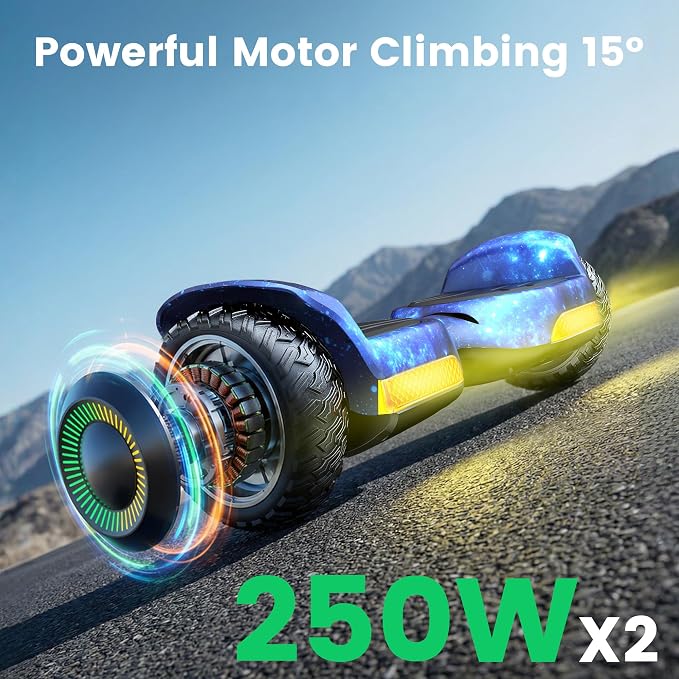 Gyroor Self Balancing Scooter New G13 All Terrain Balancing Scooter with LED Lights, Self Balancing Off Road with Bluetooth for Kids ages 6-12 and Adults-Galaxy Blue