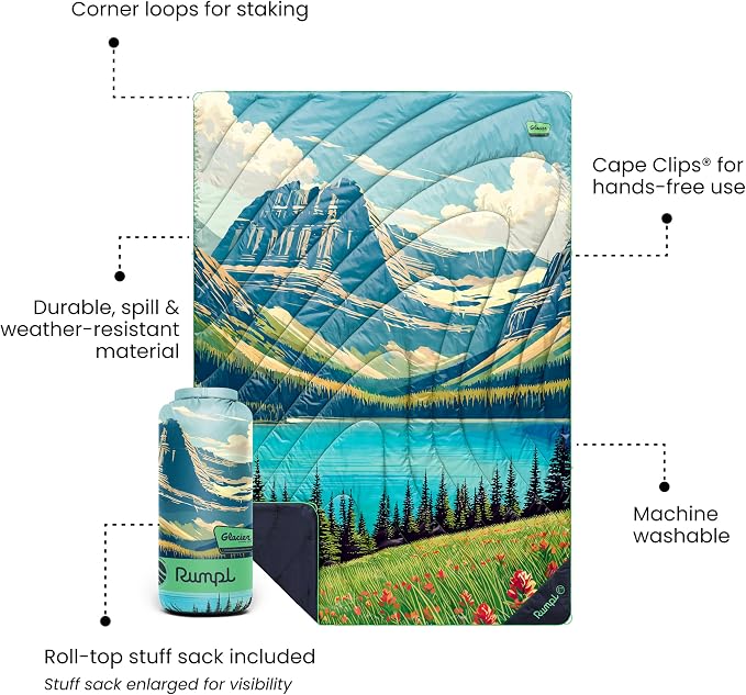 Rumpl Original Puffy National Park Blanket for Camping and Outdoors, Glacier - V3