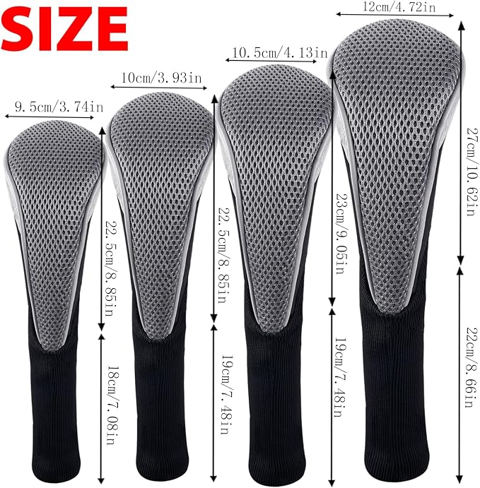 Andux 4pcs/Set Mesh Golf 460cc Driver Fairway Wood Club Head Covers Long Neck with No. Tags