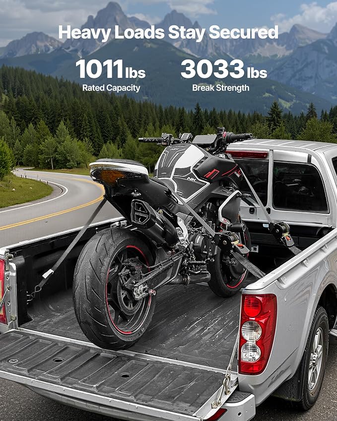 VEVOR Retractable Ratchet Straps, 2 in x 10 ft, Tie Down Straps with S Hooks, 3033 lbs Break Strength, 2 Soft Loops, Tie Down Ratcheting for Moving, Trailers, Motorcycles, Kayaks, Car Roof, 2 Pack