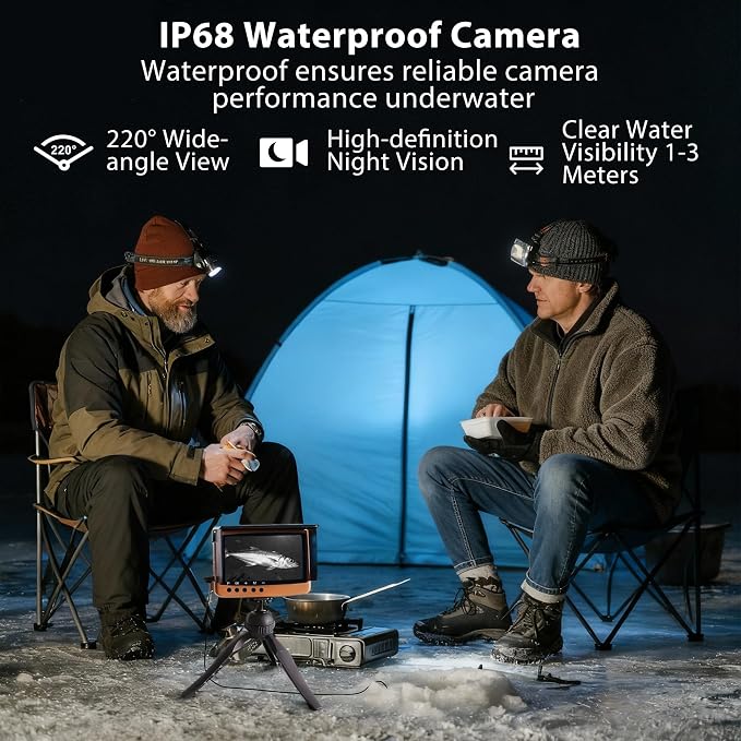 Underwater Camera Fish Finder: 1080P HD Waterproof for Ice/Lake/Sea Fishing with 82ft Cable｜Portable Depth Finders for Boats & Kayaks｜2000nit OLED Display for Murky Water Conditions