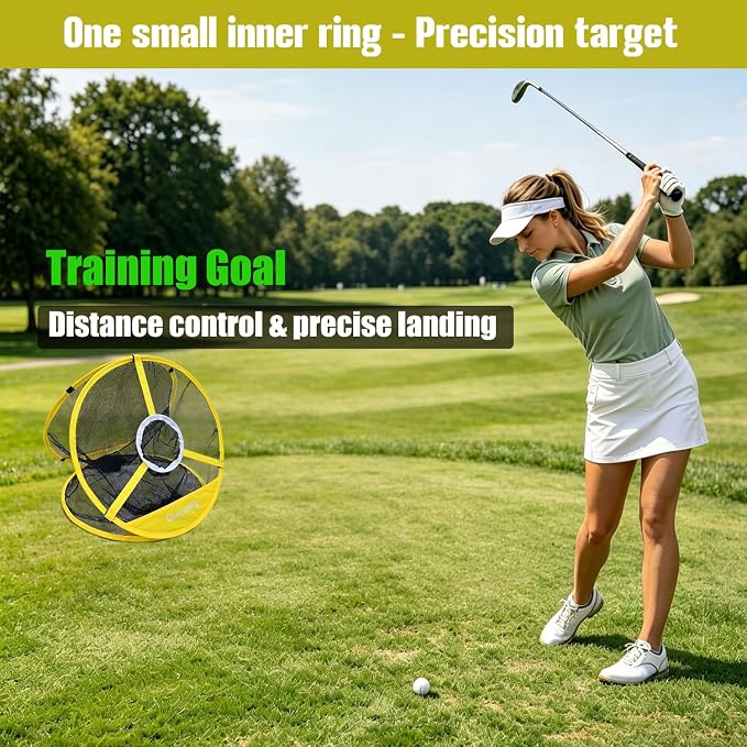 Pop Up 3-in-1 Golf Chipping Net – Circular Design for Relaxed Training, 3 Modes for Precision & Distance, Ideal Indoor/Outdoor Practice Kit, Golfer Gift