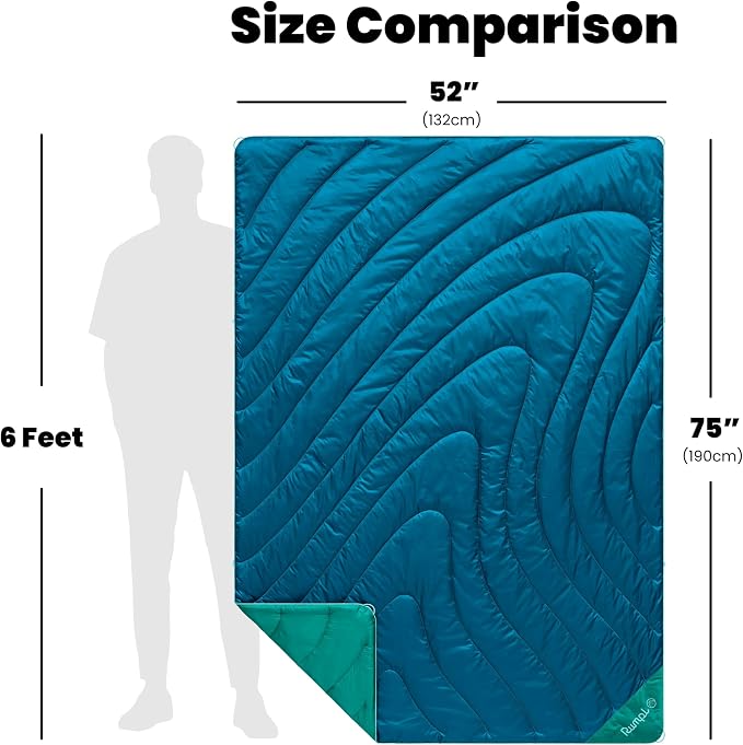 Rumpl Original Puffy 1-Person Blanket for Camping and Outdoors, Seascape