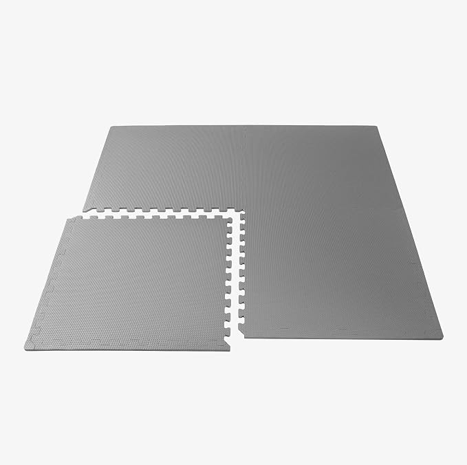 We Sell Mats 1/2 Inch Thickness Multipurpose EVA Foam Floor Tiles, Interlocking Floor Mat for Indoor Gym and Home Use, 24 in x 24 in, Light Gray, 24 Square Feet (6 Tiles)