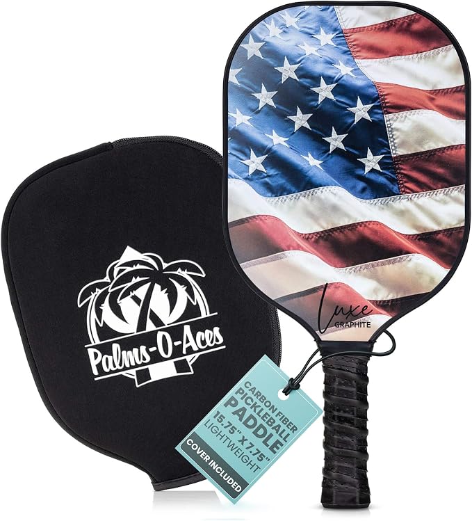 Palms-O-Aces Carbon Fiber Pickleball Paddle – USAPA Approved 16mm T700 Graphite Paddle with Textured Spin Surface | Lightweight Carbon Fiber Pickleball Paddles & Racket | Includes Paddle Cover