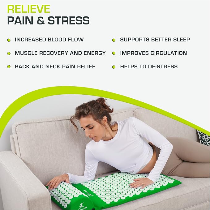 ProsourceFit Acupressure Mat and Pillow Set for Back/Neck Pain Relief and Muscle Relaxation