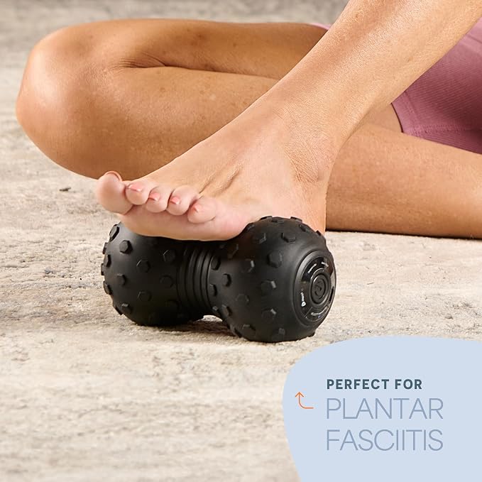 Lifepro 4-Speed Vibrating Massage Ball - Peanut Massager Combines a Lacrosse Ball with Vibrating Foam Roller | Vibration Roller for Recovery, Mobility & Deep Tissue Trigger Point Therapy (Black)