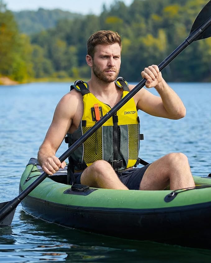 Owntop Swim Jacket Adult Youth | Hydration Pack | Dual Mesh Pockets | Attached Whistle | Ultra-Thin for Freer Movement | Kayak, Boating, Fishing, All Watersports