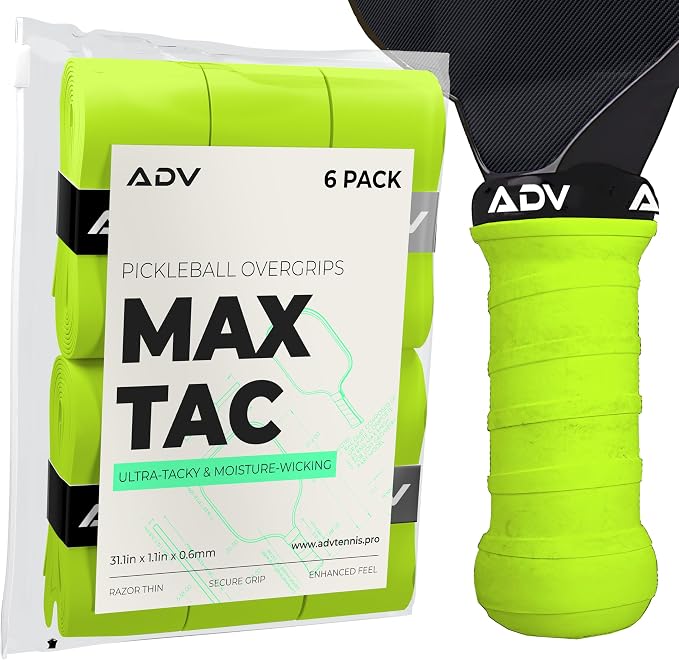 ADV MaxTac Tacky Pickleball Grip Tape - 3, 6, 12-Pack - Extremely Sticky Non-Slip Pickleball Overgrip - Razor-Thin & Easy to Use Pro Pickleball Paddle Grip Tape