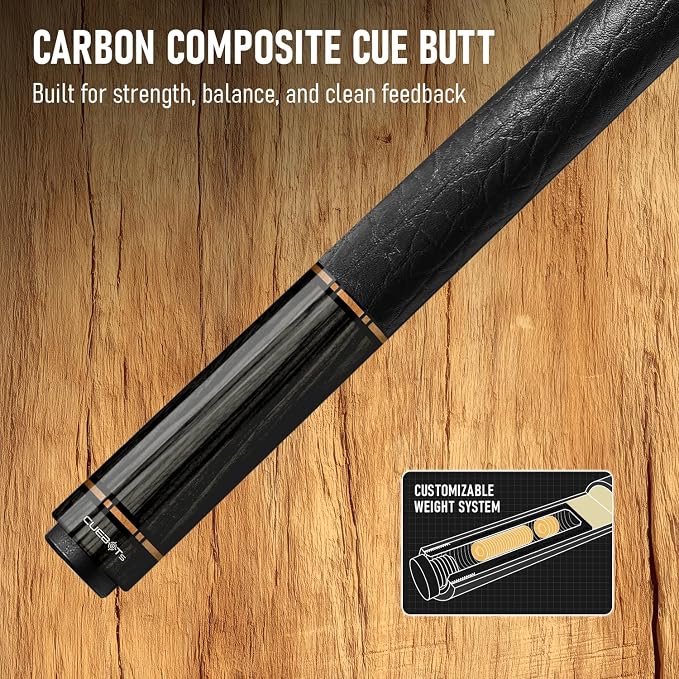 Series, Glass Fiber Pool Cue Stick, Uni-QR, 3/8-10, 5/16-18 Joint, Synthetic Leather Grip, 29" Glassfiber Shaft, 7-Layer Microfiber Tip