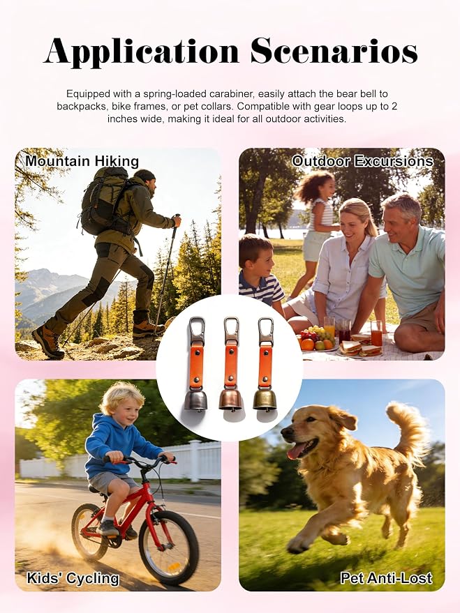 CHADWICK Bear Bell with Magnetic Silencer & Brass Whistle,1 or 2 Pack in Elegant Gift Box, Ideal Gift for Hikers, Campers, and Outdoor Enthusiasts