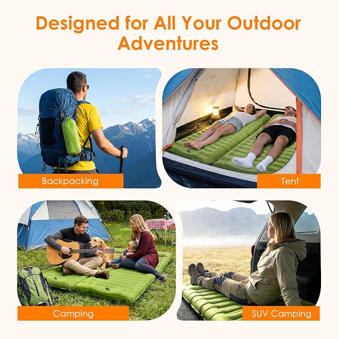 Minthouz Camping Sleeping Pad, 5 Inch Thick Inflatable Camping Pad, Foot Pump Fast Inflation, Portable Sleeping Mat for Camping Backpacking Hiking Traveling Tent