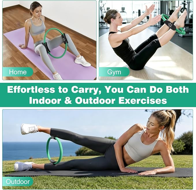 Pilates Ring, 14" Magic Circle Pilates Ring for Women Home Workout, Fitness Circle Exercise Equipment for Inner Thigh Toning, Yoga Ring with Foam Padded Handles for Core & Full Body Training