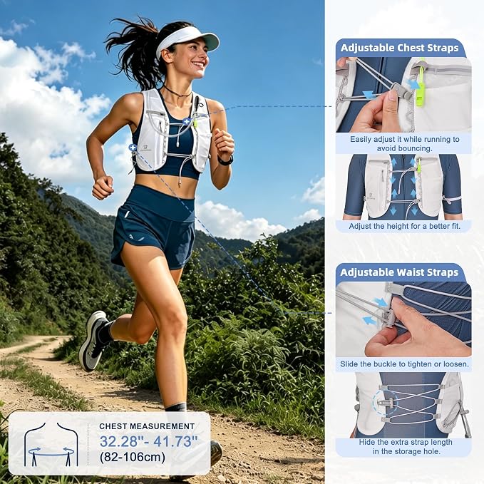 BECOJADDE 5L Running Vest for Women, Hydration Backpack Lightweight & Breathable for Trail Running, Marathon, Hiking, Cycling