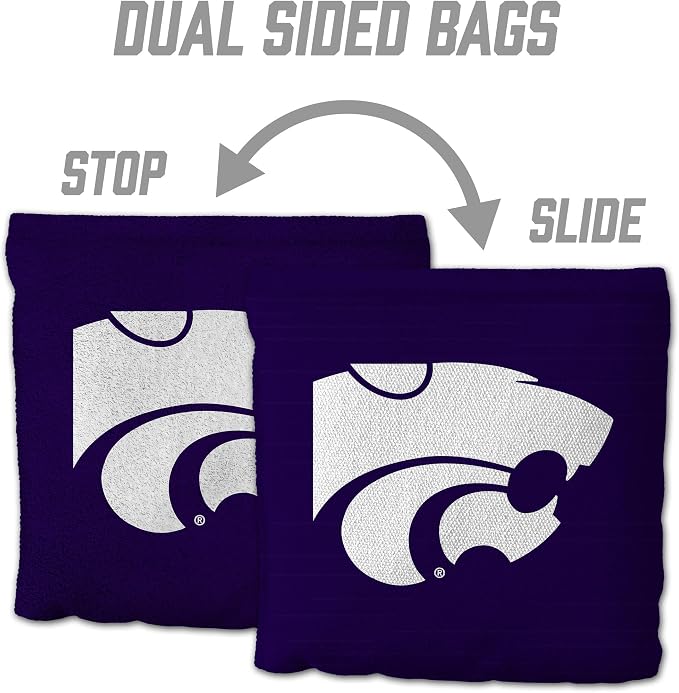 YouTheFan Officially-Licensed NCAA Set of 8 Cornhole Bags - All Weather Dual Sided Slide & Stop - Regulation Size with Carry case