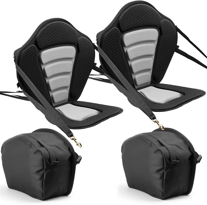 VEVOR Kayak Seat, Universal Paddle Board Seat with Adjustable Back Support, Multiple Thickness Options (0.5” to 2.6”), Soft Padded Cushion & Storage Bag for SUP, Canoe, Fishing Boat, Inflatable Kayak