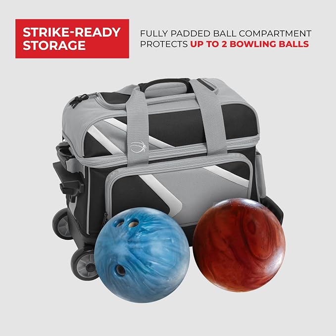 BSI Dash Roller Bowling Bag with Smooth Rolling Wheels, Padded Ball Compartment, Retractable Locking Handle, & Shoe Pocket