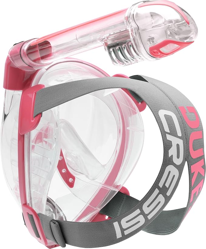 Cressi Adult Snorkeling Full Face Mask - Wide Clear View, Anti-Fog System - Easy Breathing: Safety First - New 2019 - Duke Dry: Designed in Italy: Quality Since 1946