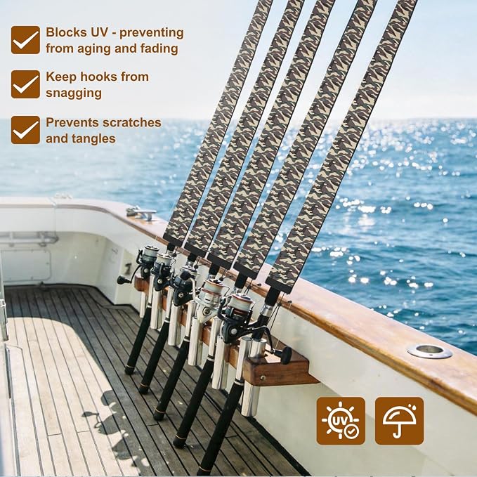 Neoprene Fishing Rod Sleeves,Fishing Rod Socks for Protect Rod | UV Resistance,Puncture Resistant, Protect Casting, Spinning, Trolling Fishing Rods,Fishing Pole Sleeve for Transport, Storage