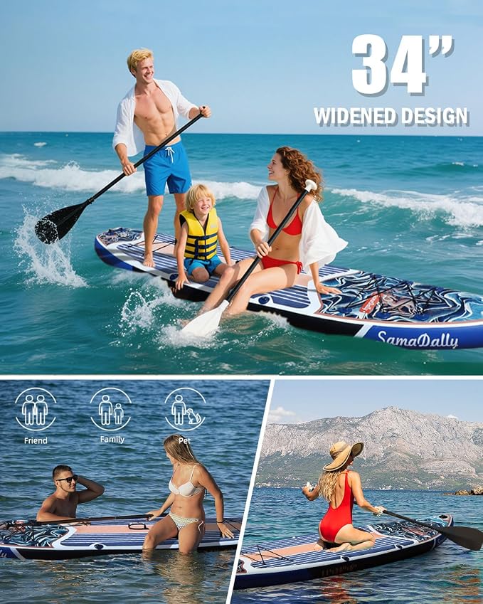 Inflatable Stand Up Paddle Board - Ultra Stable Wide Paddle Boards of All Skill Levels, Full-Color Gradient Design, Anti-Slip EVA Deck with Premium Accessories