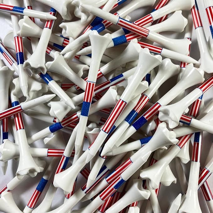 Pride Golf Tee Performance Plastic Golf Tees - Stars and Stripes - 100 Count, 3-1/4 Inch - Improve Distance and Accuracy