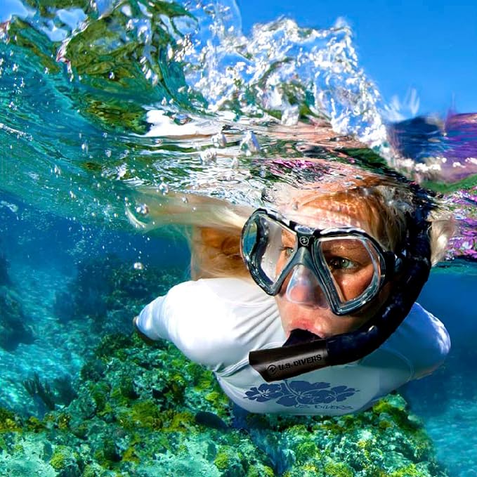 U.S. Divers Cozumel Snorkeling Set. Adult Snorkel Mask, Snorkel, Fins, and Travel Bag, X-Large 11.5 - 13, Electric Blue