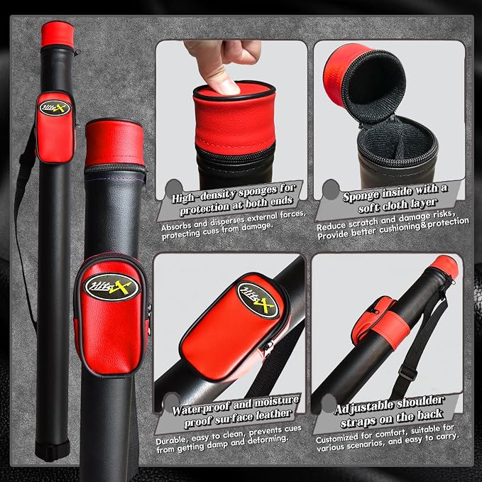 Tai ba cues Fibergalss Shaft Pool Stick with case, 13mm Multilayer Leather Tip, 58", Hardwood Canadian Maple Professional Billiard Pool Cue Stick, Quick-Release Joint, 18, 19, 20, 21 Oz (Selectable)
