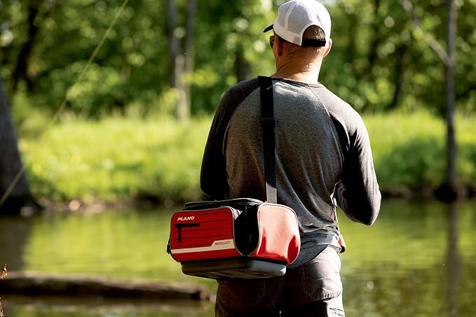 Plano Weekend Series 3600 Deluxe Tackle Case, Medium, Red Fabric, Includes 2 3600 Stowaway Utility Storage Boxes, Soft Fishing Tackle Bag, Premium Storage