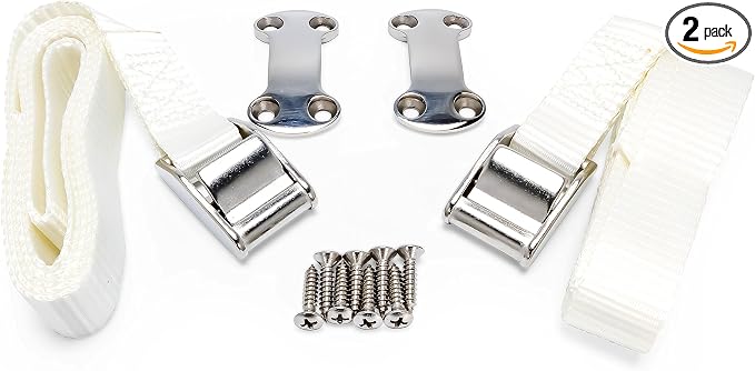Kuuma 51960 Cooler Tie Down Strap Kit - Inlcudes Straps, Mounting Bracket, and Screws - Great for RVs, Boats, and Truck Beds