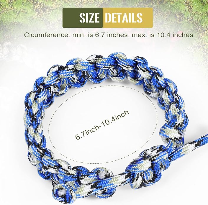 Inbagi 50 Pcs Adjustable Paracord Bracelets Bulk Survival Paracord Survivor Wristband Survival Emergency Tactical Friendship Braided Bracelet for Women Men Camping Climbing Theme Party Favor, 6 Colors