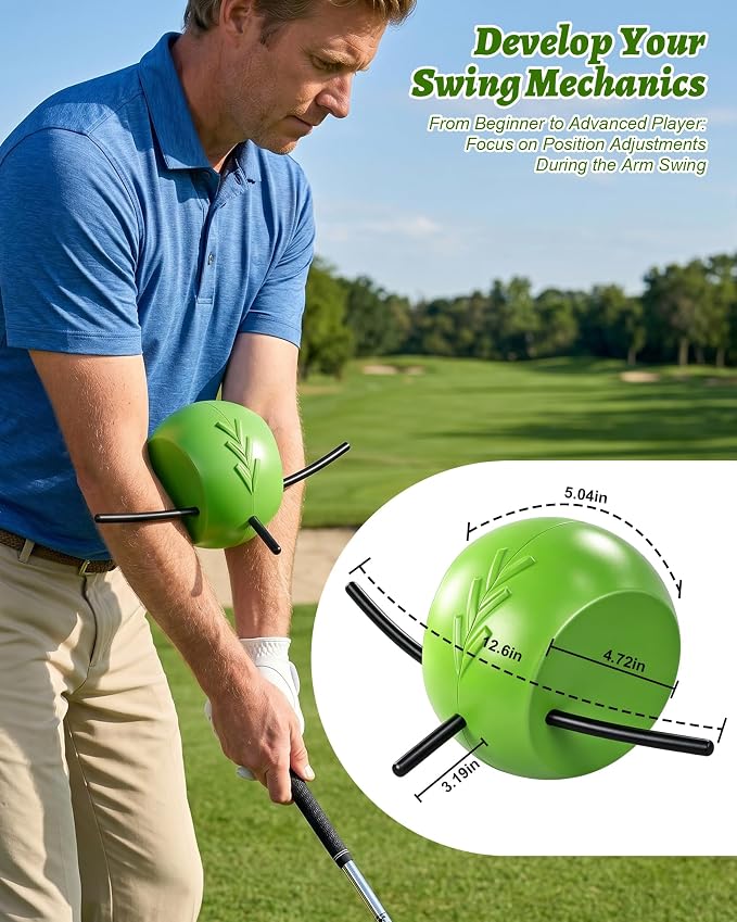 Golf Grip Trainer, Golf Training Aid Ball, Golf Swing Trainer for Arm Swing | Connected-arm feedback,compact path control,muscle memory reinforcement,separation reminder,portable warm-up design