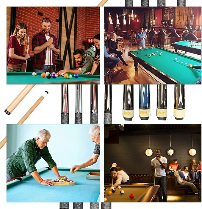 SUPERDIAMOND Pool Cue Stick Set Billiard Cue Sticks with Hard Case, 2-Pieces 58" Pool Table Sticks, 12.5 mm Tip Pool Queue,Pool Stick Set for Home Recreation, Billiards Clubs, Training