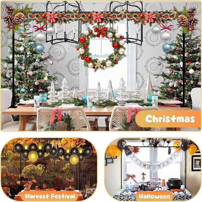 ParseBio Over The Table Rod Stand with Clamps Adjustable 31"-110" Length 31"-64" Height, Table Balloon Arch Stand for Wedding Easter Engagement Party, Black Table Arch Frame Hanging Decor Rod
