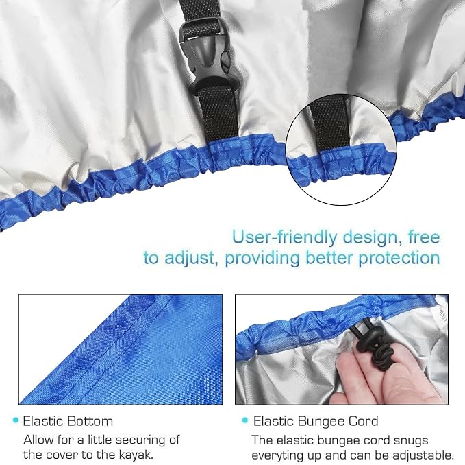 420D Durable 2.6m-6m/7.8-18ft,7 Sizes, 9 Color Durable Kayak Cover Canoe Cockpit Dust Cover, Waterproof UV Sunblock Shield Protector for Fishing Boat,Kayak,Canoe,Paddle Board